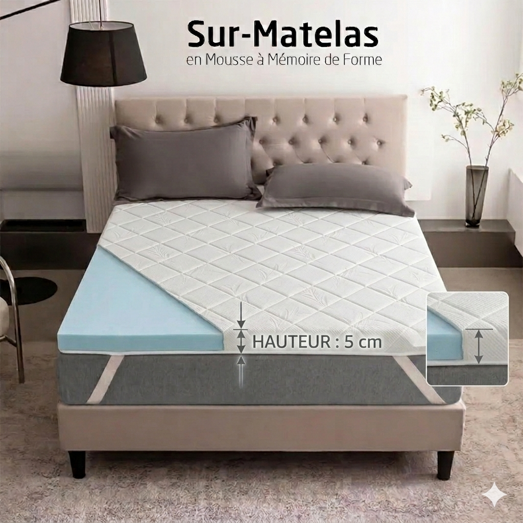 Sur-Matelas en Mousse à Mémoire